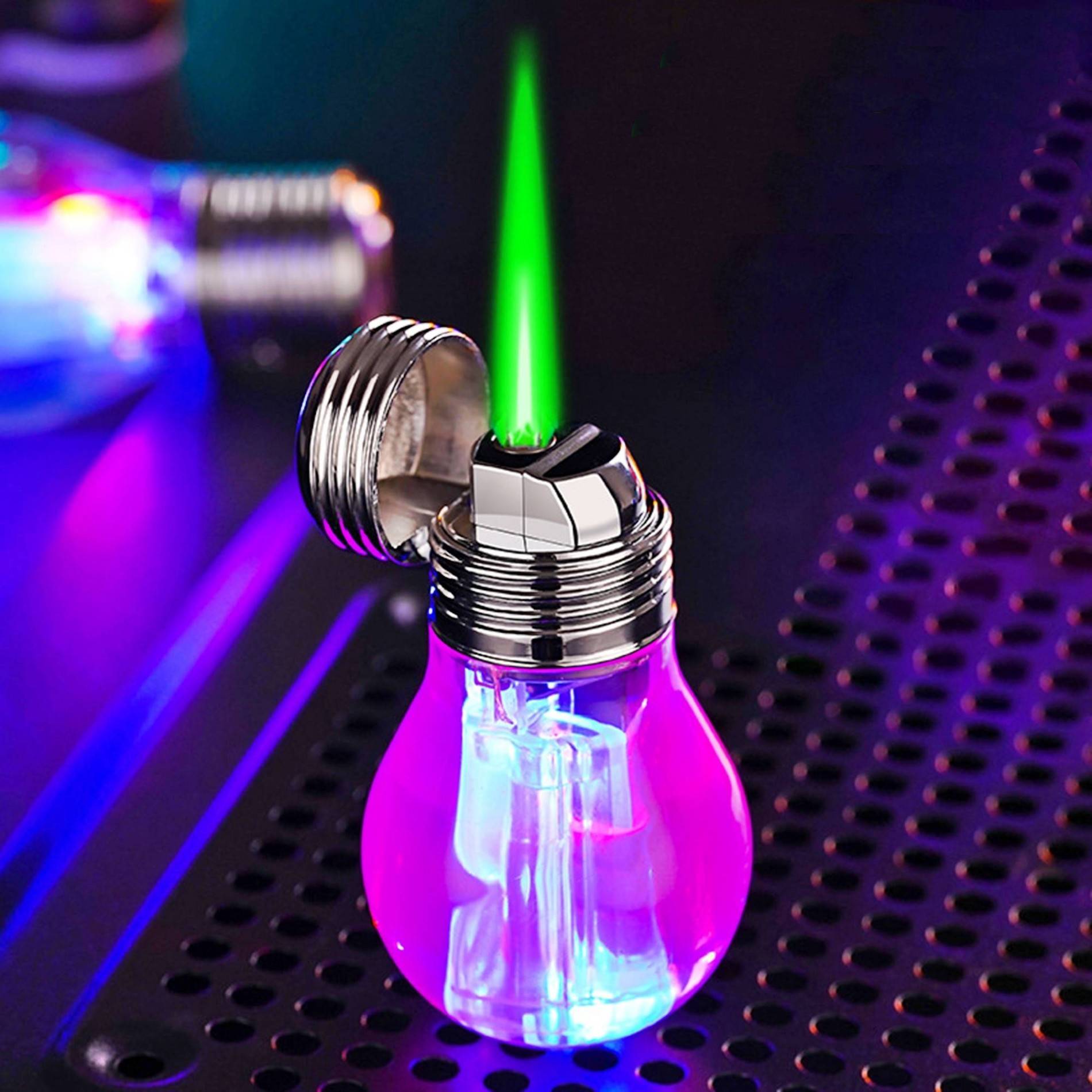 Bật lửa hình bóng đèn có đèn LED có hộp xài gas