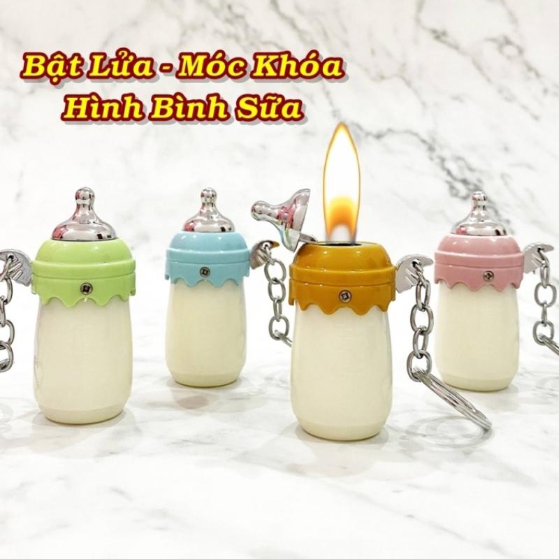 Bật lửa hình bình sữa xài gas có móc khóa