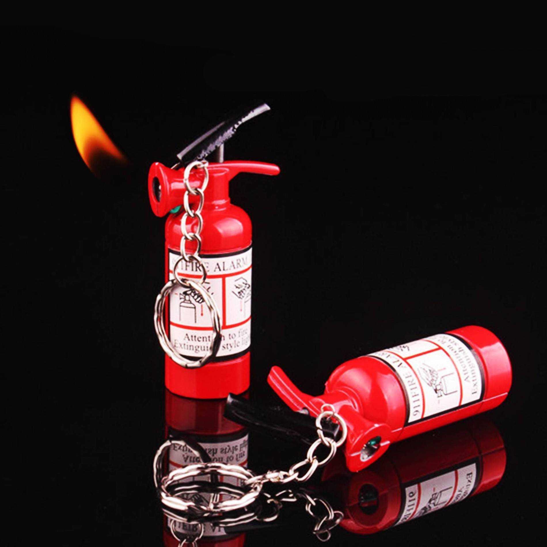 Bật lửa hình bình chữa cháy kim loại xài gas có móc khóa