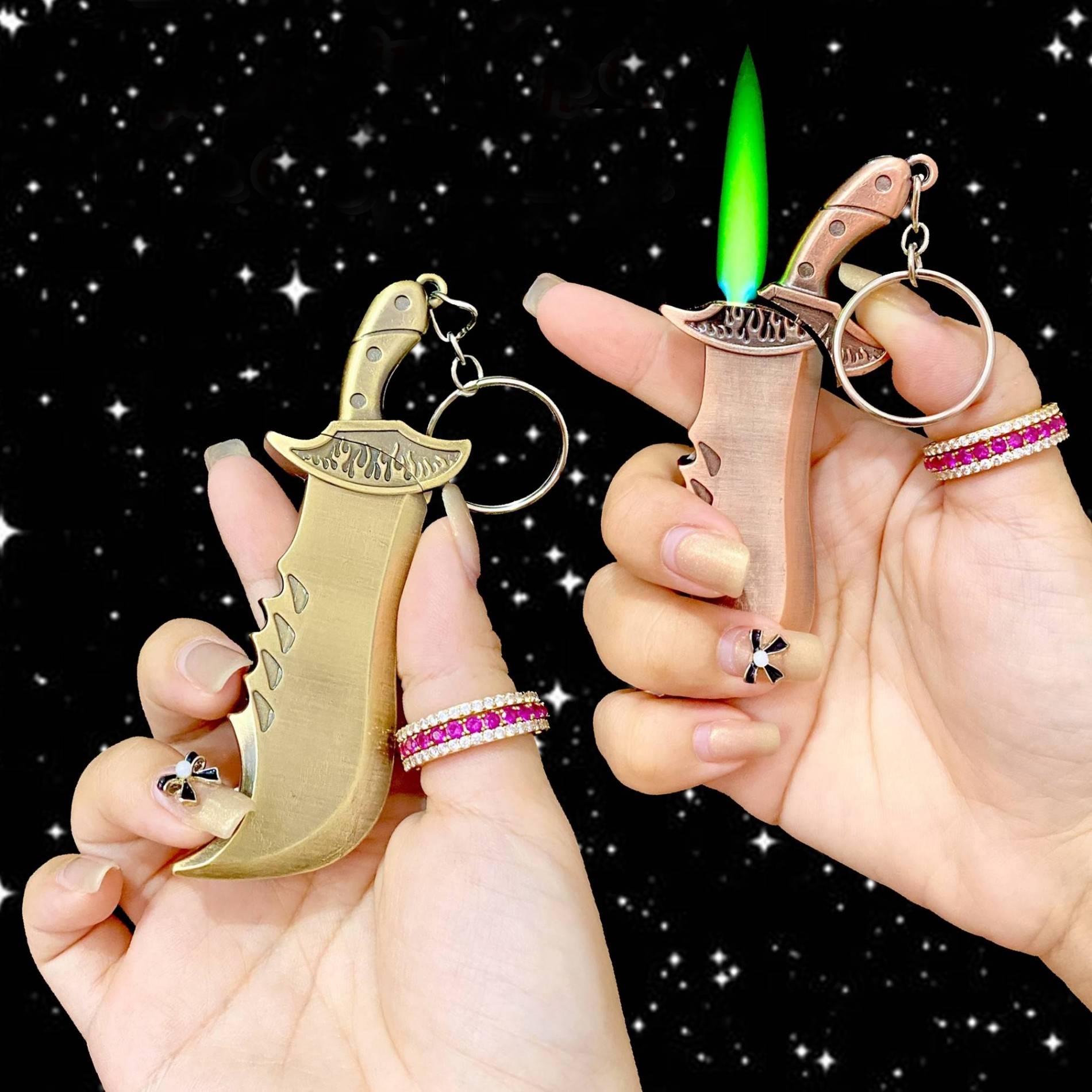 Bật lửa hình cây đao bằng kim loại - xài gas có móc khóa