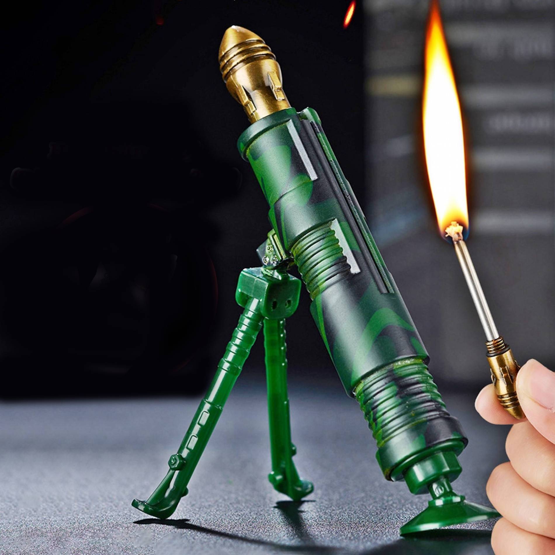 Bật lửa diêm xăng hình súng cối quân đội kim loại