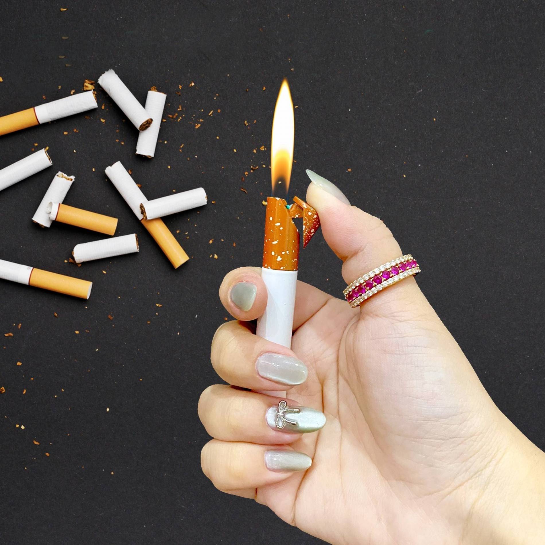 Bật lửa hình điếu thuốc lớn bằng kim loại dùng gas