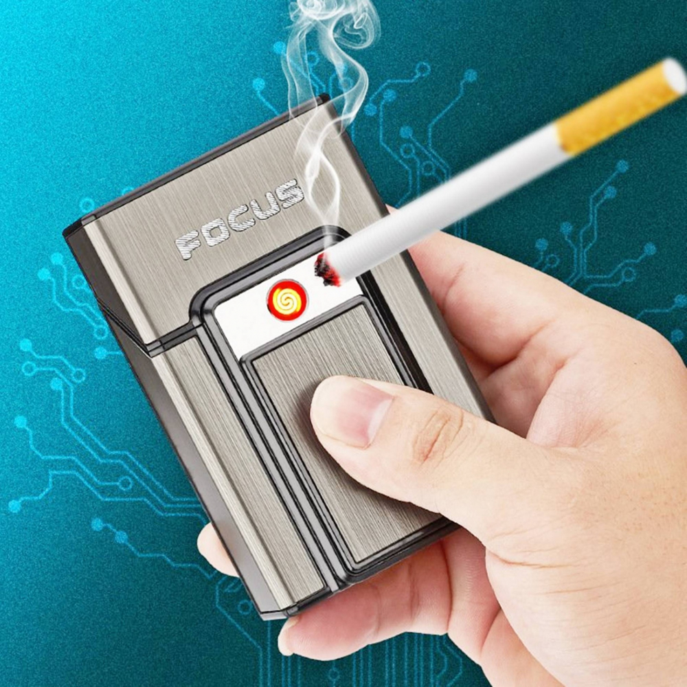 Hộp thuốc kèm Bật lửa điện sau lưng