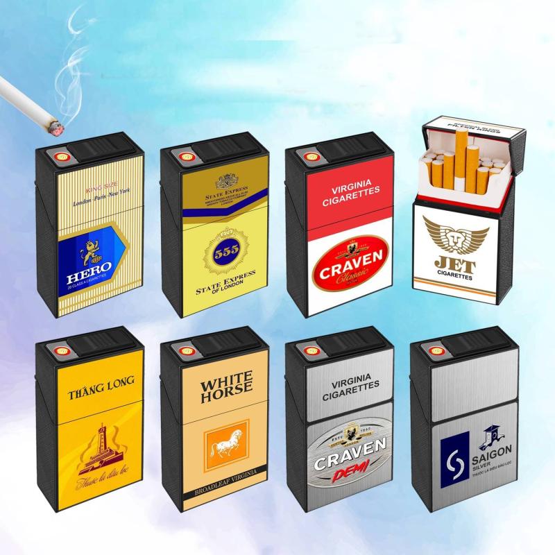 Bật lửa điện kiêm hộp thuốc in nhãn hiệu JET