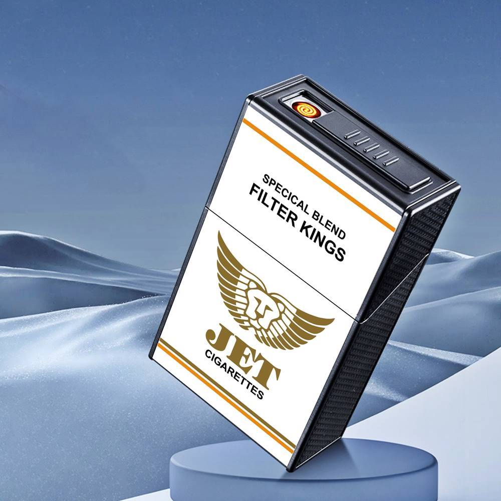 Bật lửa điện kiêm hộp thuốc in nhãn hiệu JET