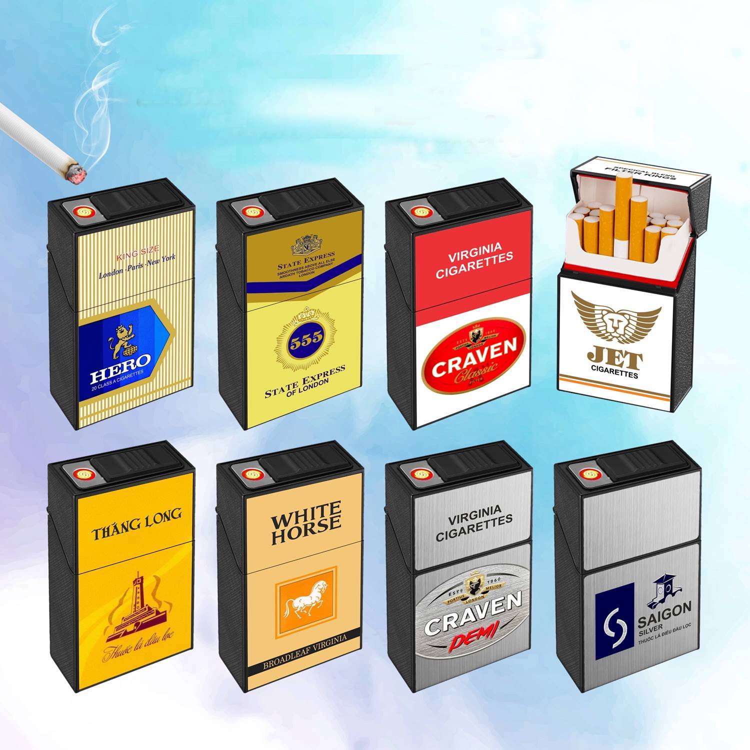 Bật lửa điện kiêm gói thuốc in nhãn hiệu WhiteHorse - Ảnh 4