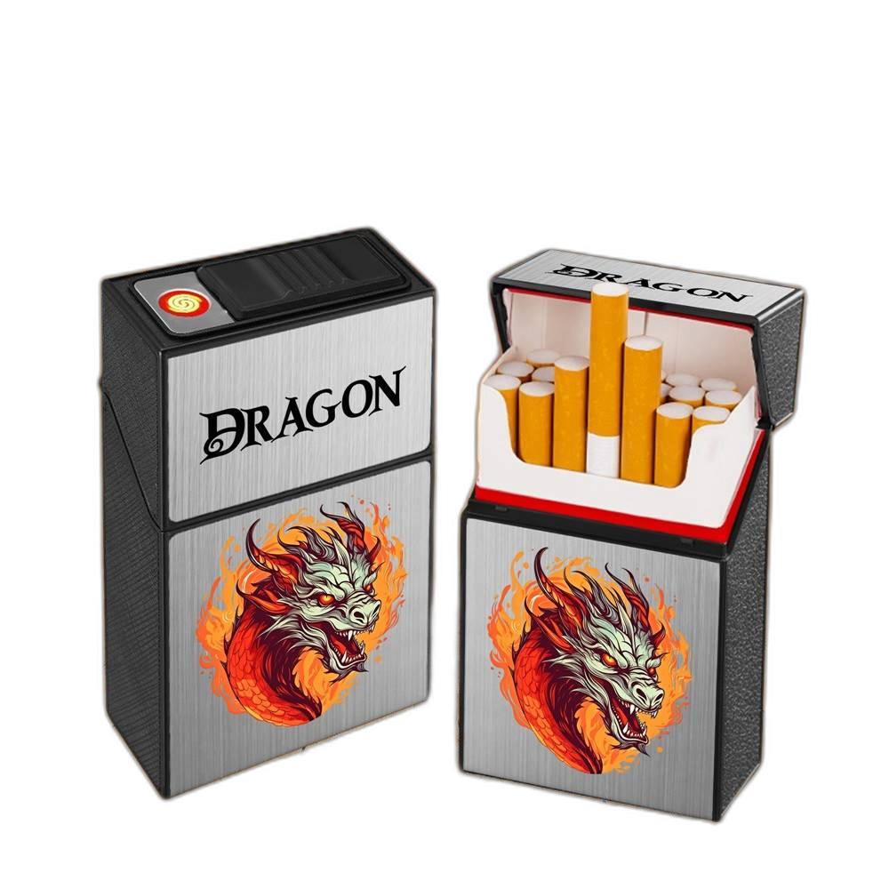 Bật lửa điện hộp thuốc 2 in1 hình rồng sạc điện