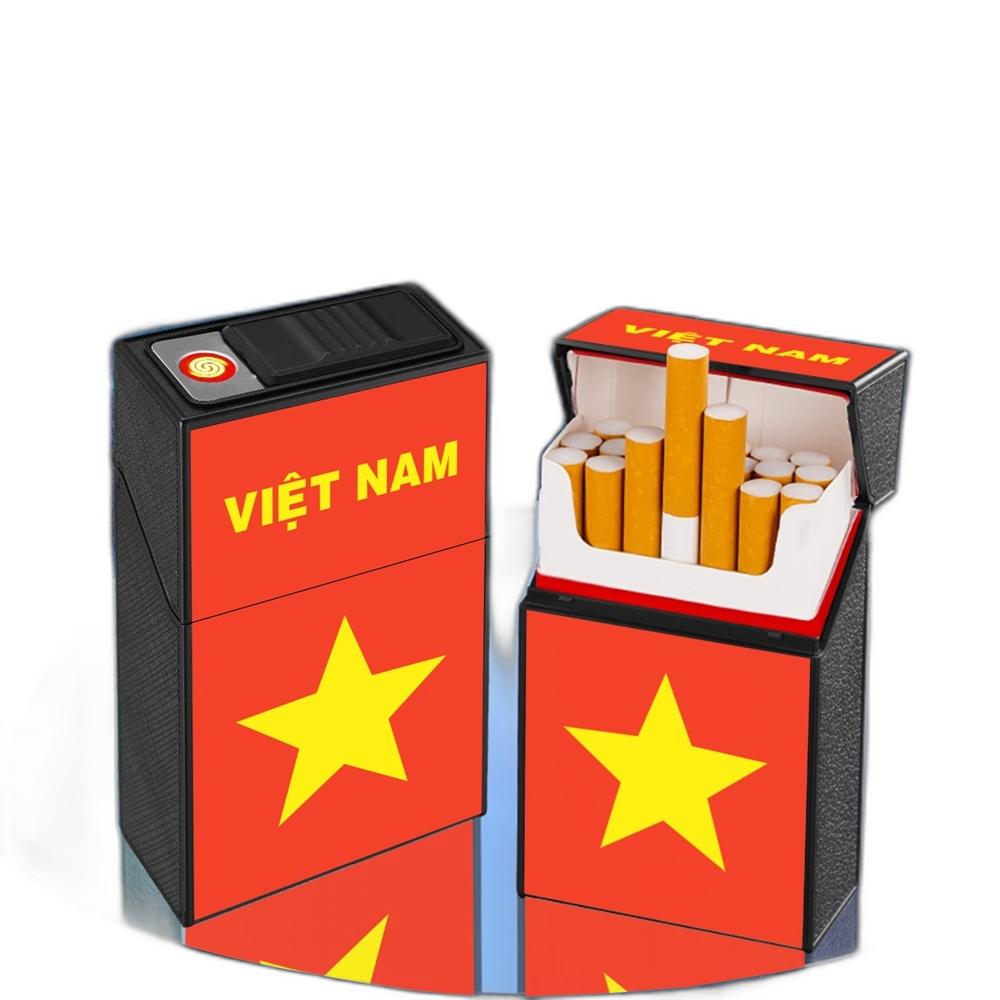 Bật lửa điện hộp thuốc hình cờ Việt Nam dùng điện - Ảnh 3