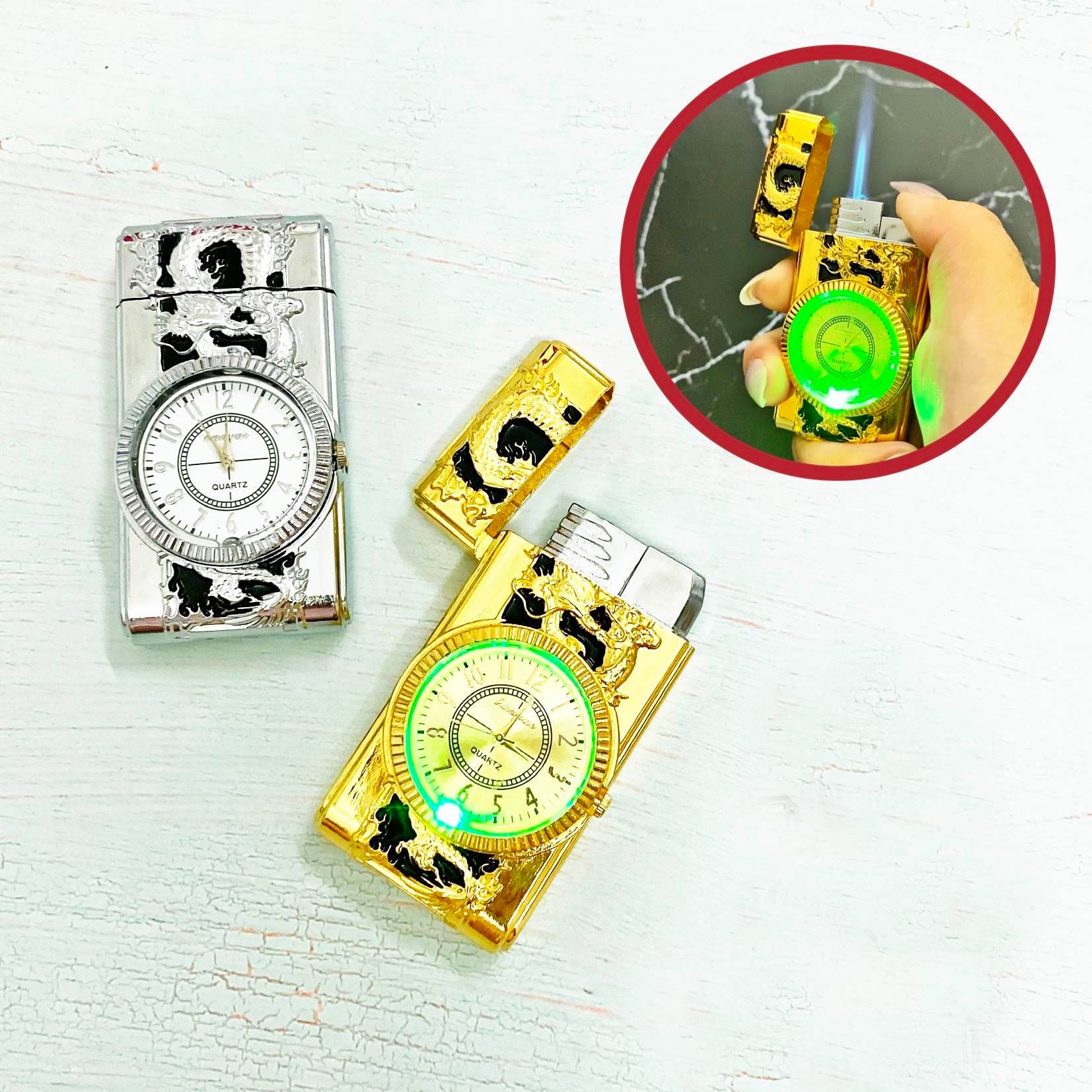 Đồng hồ kiêm bật lửa hình rồng dùng gas