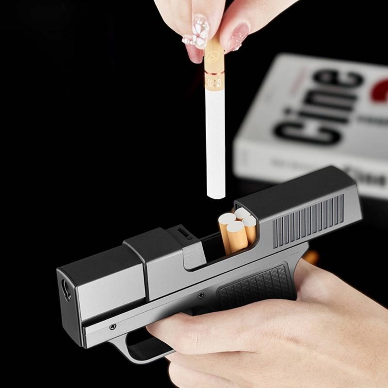 Bật lửa khè hộp hình súng để 10 điếu thuốc.