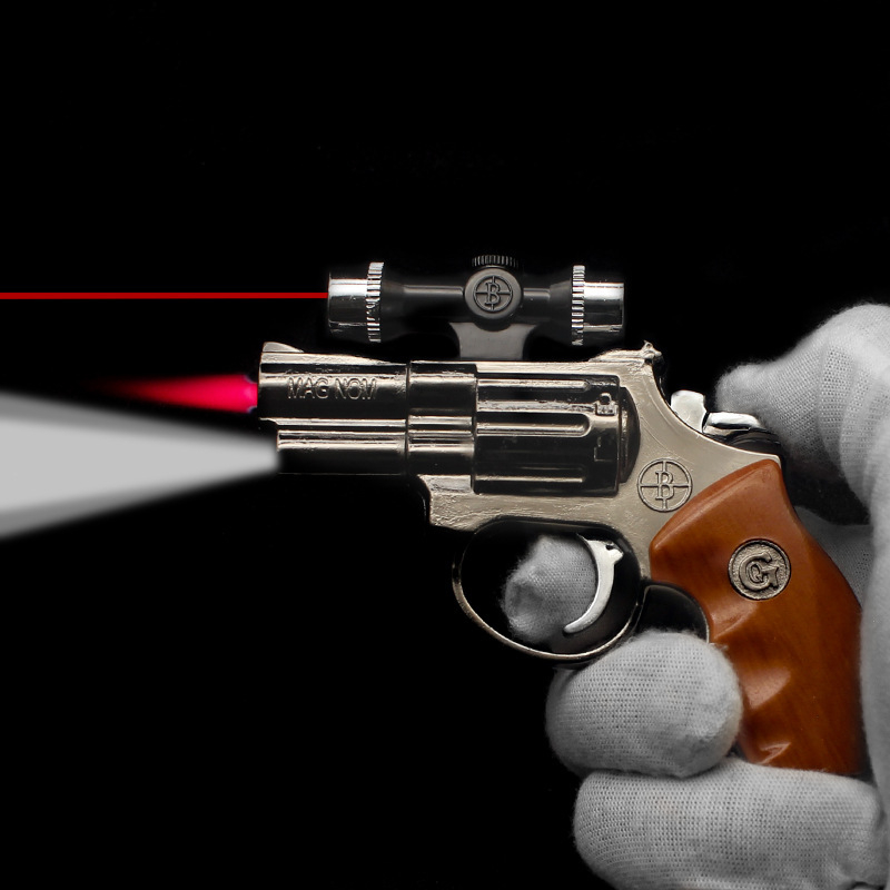 Bật lửa hình súng rulo có đèn pin - ống nhắm tia laser - xài gas