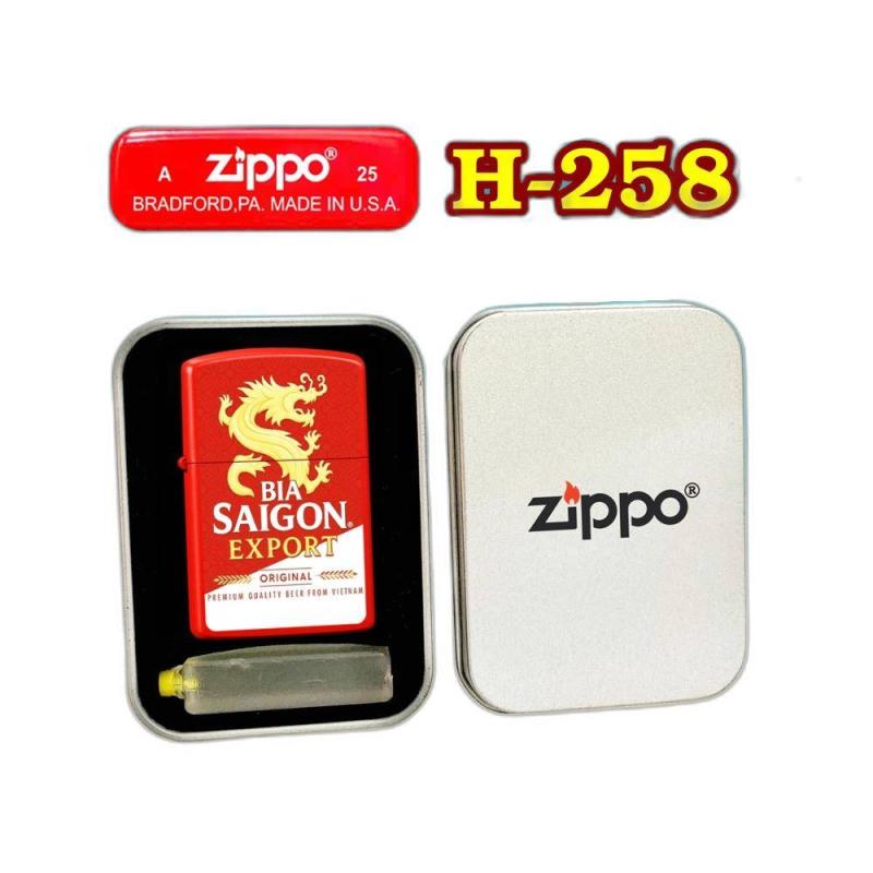 Bật lửa Zippo logo bia Sài Gòn Export - hộp thiếc kèm xăng