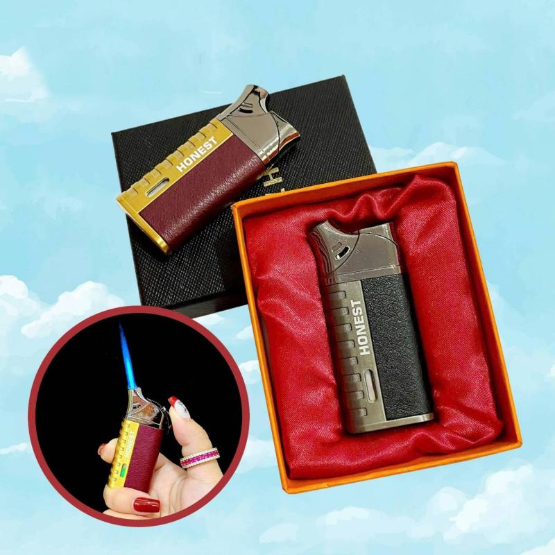 Bật lửa hút tẩu Honest 620 bọc da có hộp - xài gas lửa khò