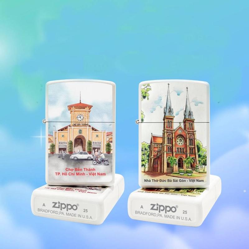 Bật lửa Zippo sơn tĩnh điện Sài Gòn - Việt Nam xài xăng