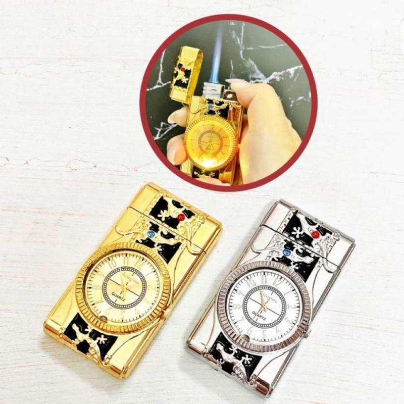 Bật lửa đồng hồ hình tắc kè - có đèn led - xài gas