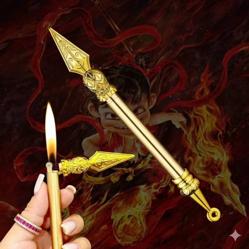 Bật lửa hình cây hoả tiêm thương của Na Tra xài gas