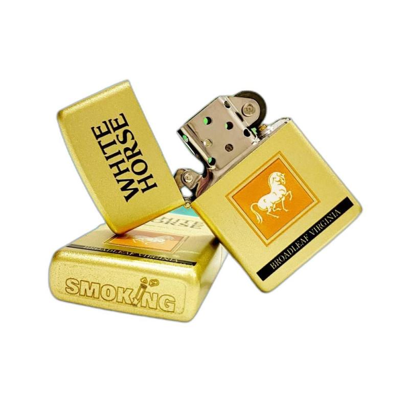 Bật lửa Zippo gói thuốc con ngựa trắng white horse xài xăng
