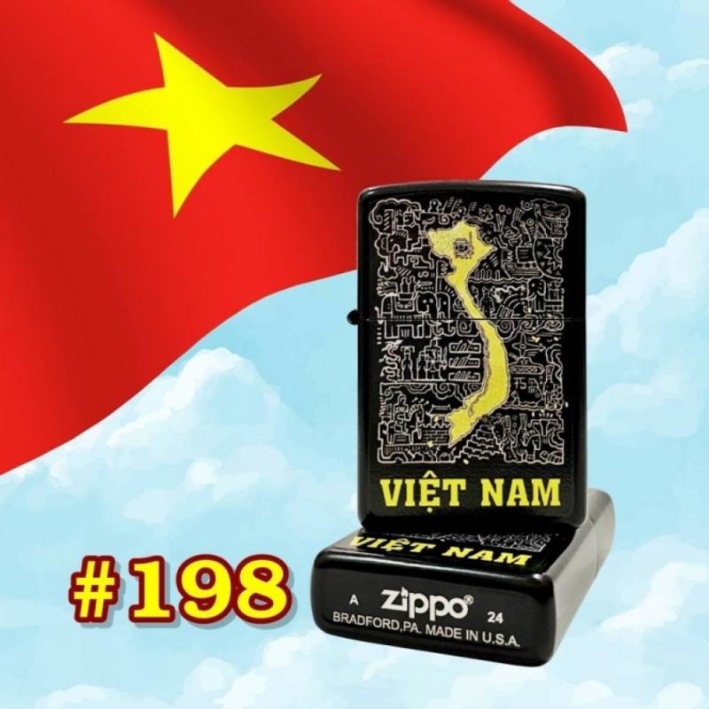 Bật lửa Zippo sơn tĩnh điện hình mê cung sử việt - hình bản đồ việt nam