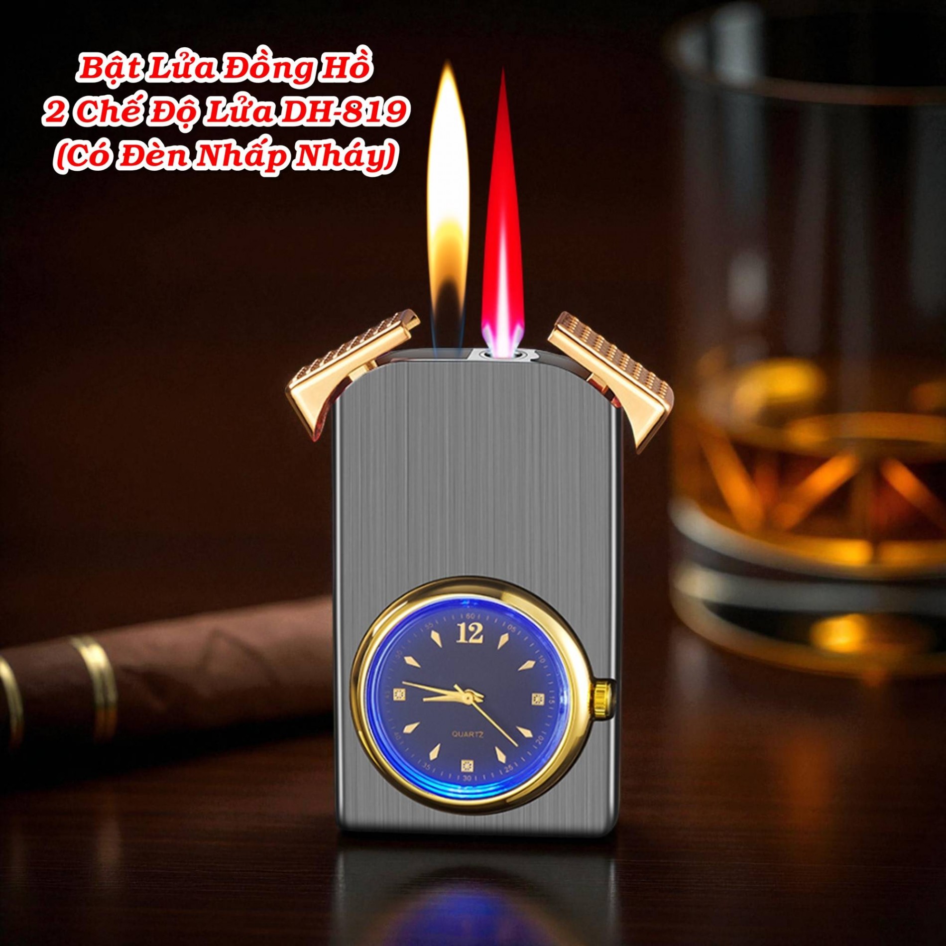Đồng hồ bật lửa 2 chế độ DH-819 có đèn nhấp nháy