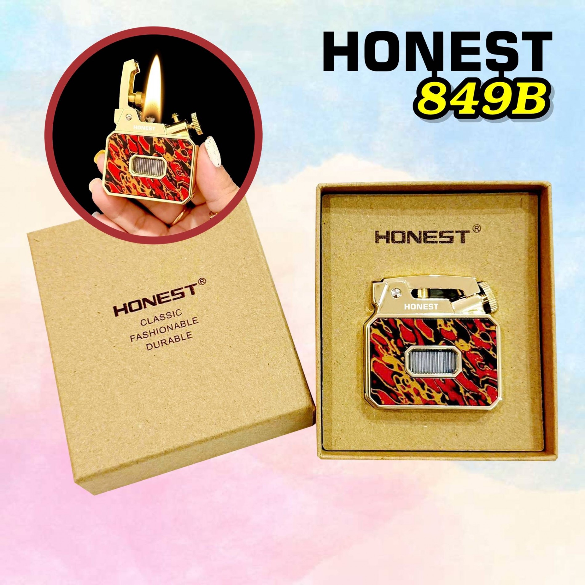 Bật lửa Honest 849B xăng lộ thiên
