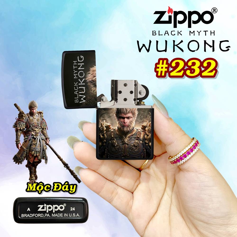 Bật lửa Zippo hình Wukong sơn tĩnh điện xài xăng