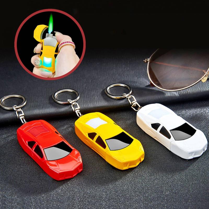 Bật lửa hình xe hơi có đèn, móc khóa dùng gas